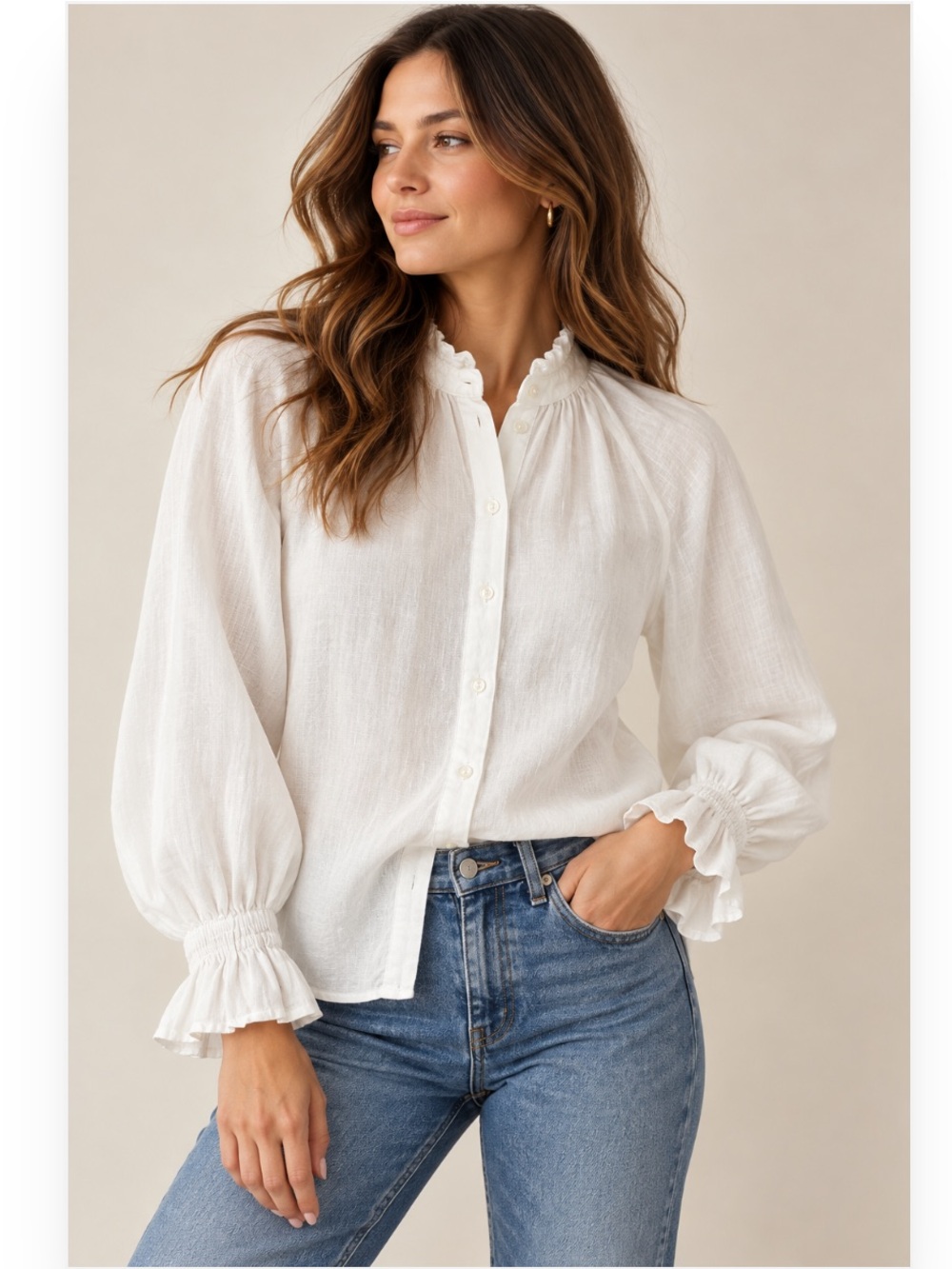 Part Two Copenhagen Henrike 100% Linen Ruffle Blouse
